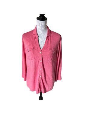 J Mclaughlin Womens Linen Top Shirt Casual Pink Size Large EUC